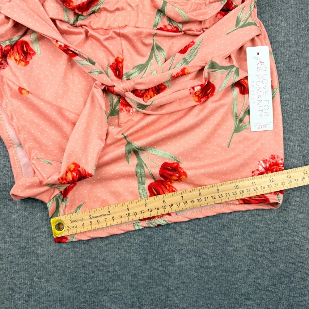 Love For Humanity Women's L Couture Pink Floral Polka Dot Paperbag Waist‎ Shorts